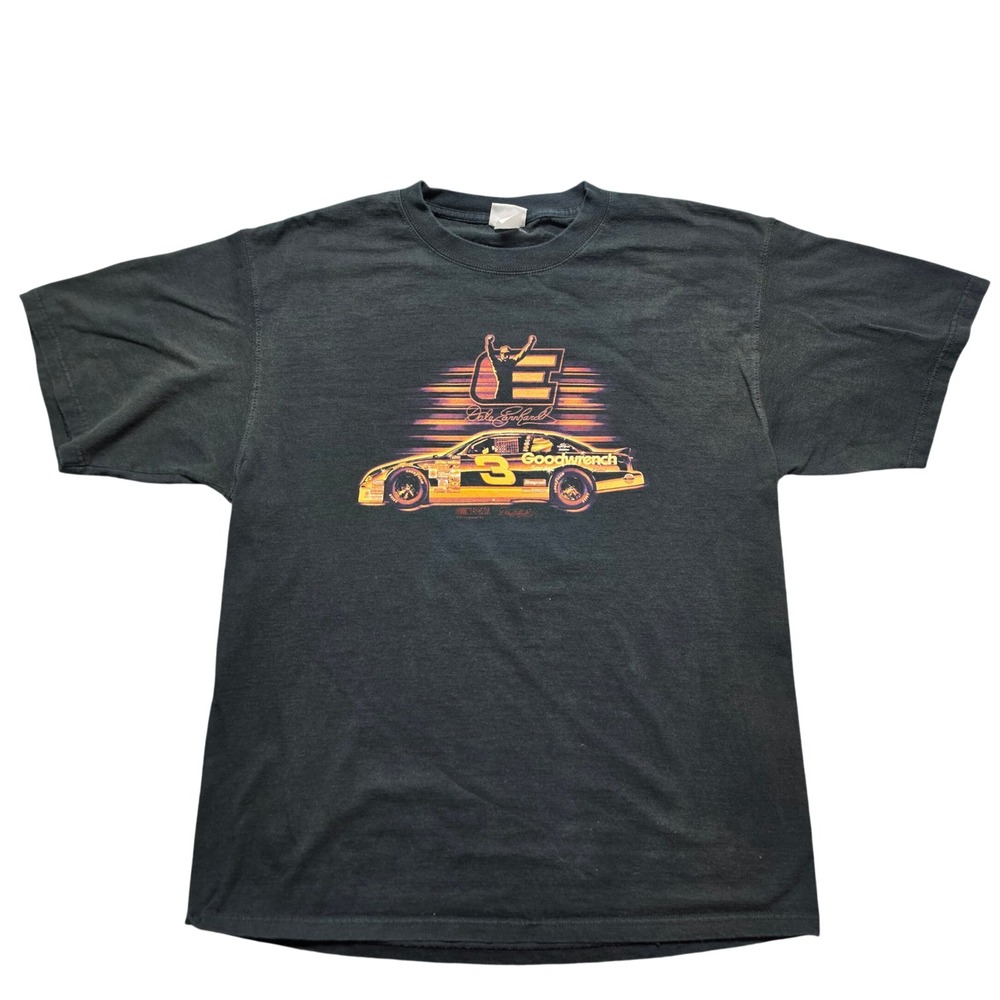 90s Vintage Distressed Tee Mens XL Black Dale Earnhardt NASCAR Goodwrench #3